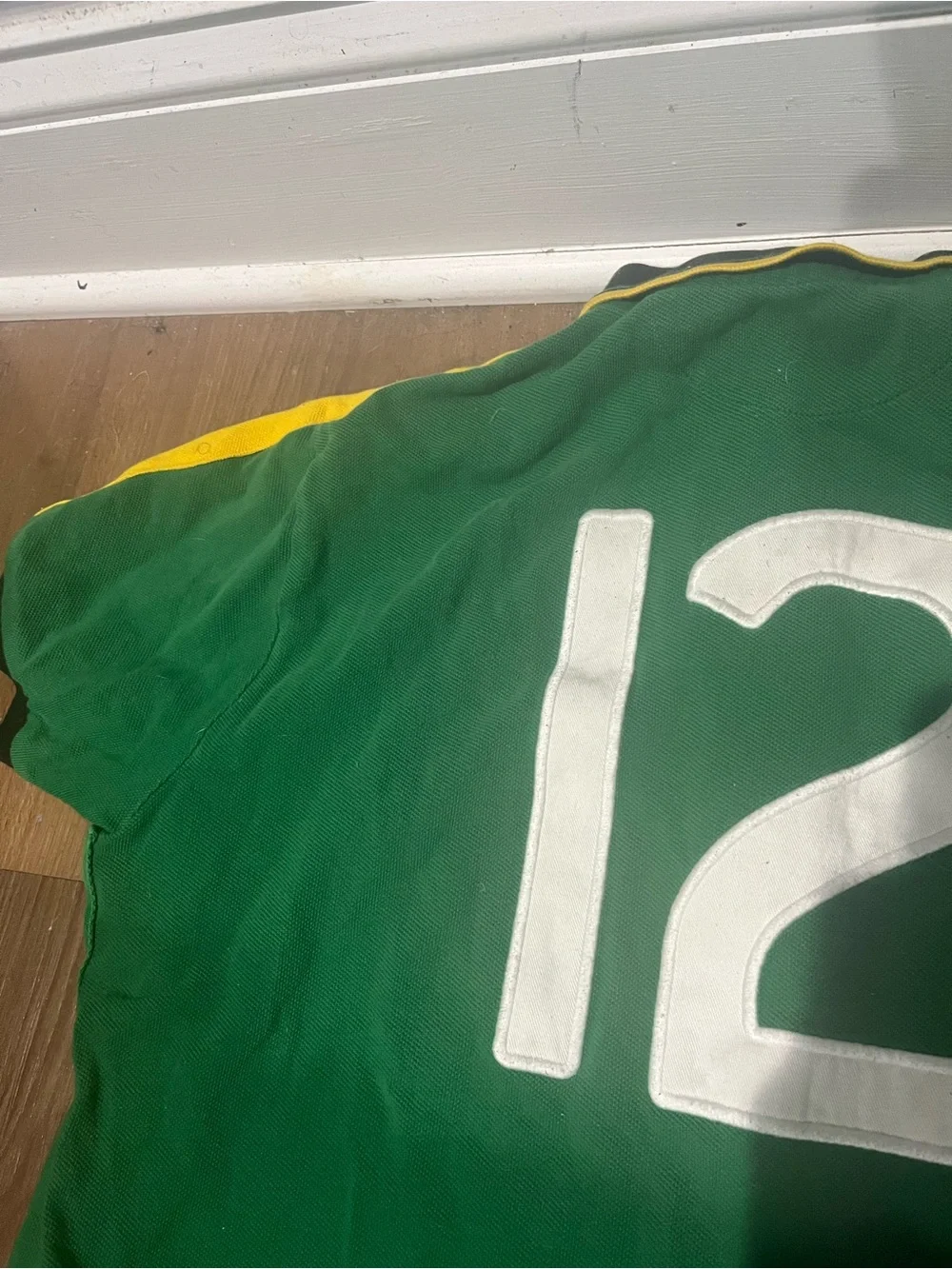 Ralph Lauren Green Polo Shirt with Yellow Accents & South Africa Patch